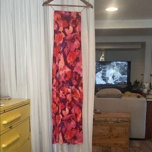 12th Tribe Pink and Red Floral Maxi Dress